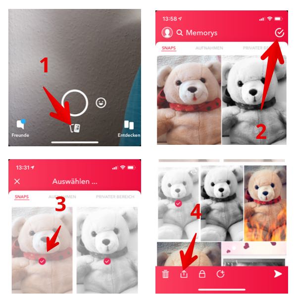 Anleitung Snapchat Memorys speichern