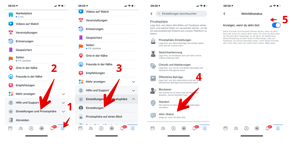 Facebook Aktivitätsstatus Facebook-App deaktivieren