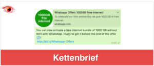 WhatsApp Kettenbrief 1000 GB Datenvolumen