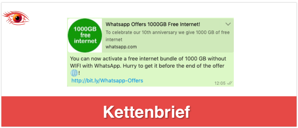 WhatsApp Kettenbrief 1000 GB Datenvolumen