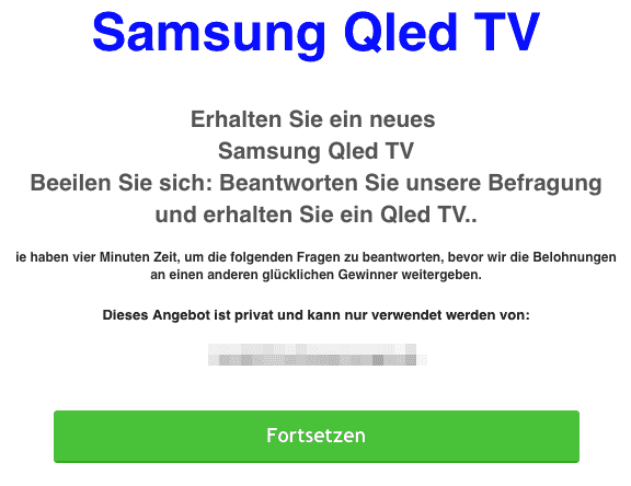 2019-08-04 Samsung Fake-Mail Samsung QLED TV