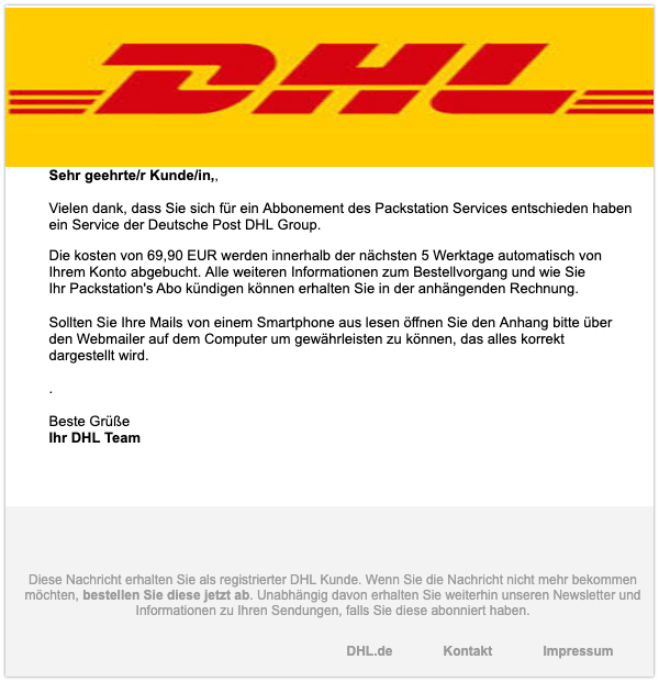 2019-08-12 DHL-Mail Spam Ihre offene Rechnung