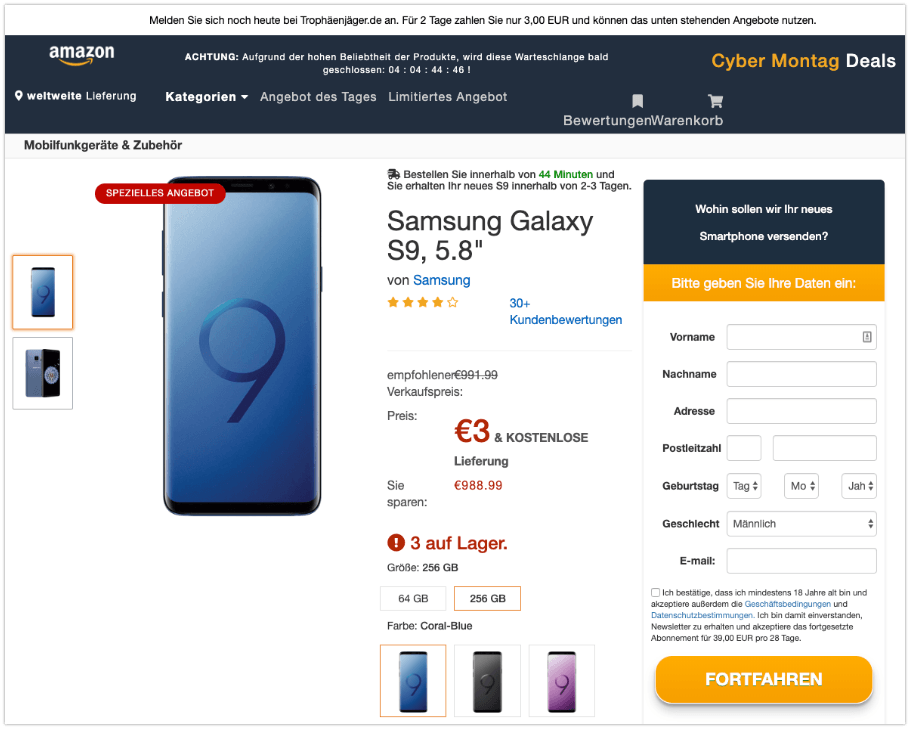 2019-08-12 Fake-Seite im Amazon Design