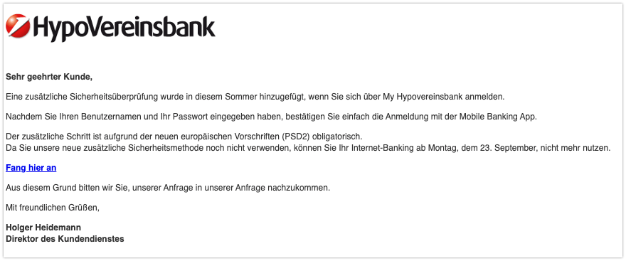 2019-09-20 Hypovereinsbank Spam-Mail KONTO ID