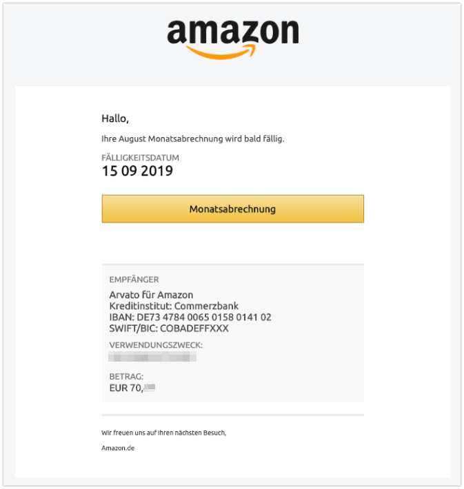 Amazon Brief Zahlungserinnerung