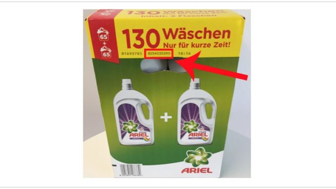 2019-09-20 Ariel Waschmittel Lidl Rückruf