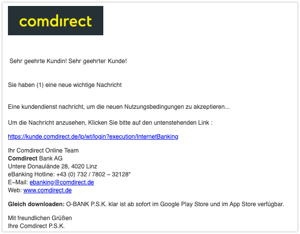 2019-09-30 Comdirect Bank Spam-Mail Login