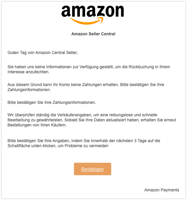 2019-10-16 Amazon Seller Spam-Mail Probleme beim Bezahlen von Amazon-Produkten und Diensten beheben