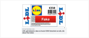 2019-11-20 Lidl Fake-Gutschein 250 Euro Facebook
