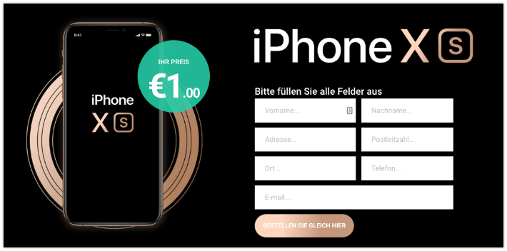 iPhone XS scheinbar fuer 1 Euro