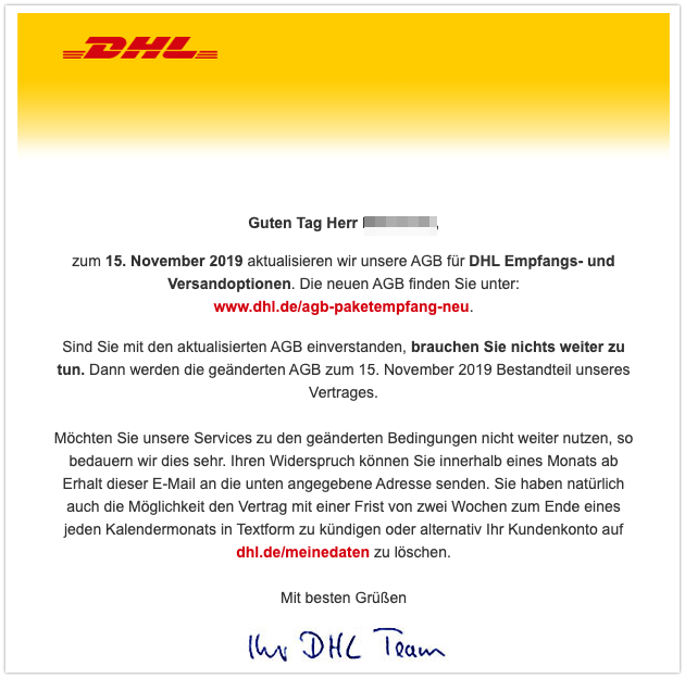 2019-10-01 Entwarnung E-Mail von DHL zu Neue AGB