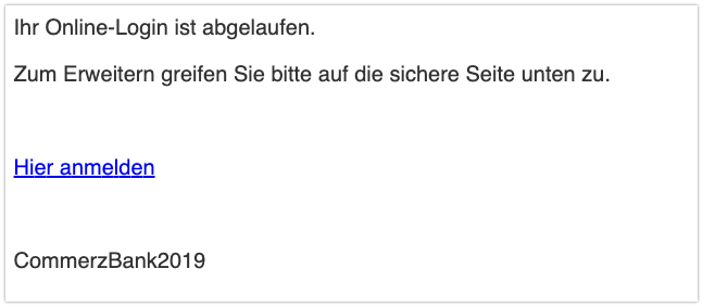 2019-10-11 Commerzbank Spam-Mail Aktualisieren Sie Ihre photoTAN-Methode