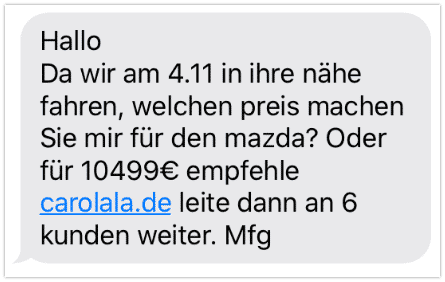 2019-10-28 SMS carolala-de Werbung