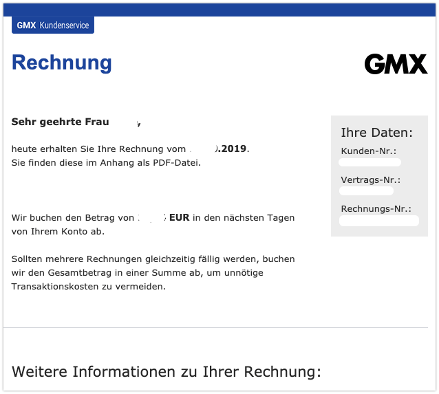 2019-10-30 GMX E-Mail GMX - Ihre Rechnung vom