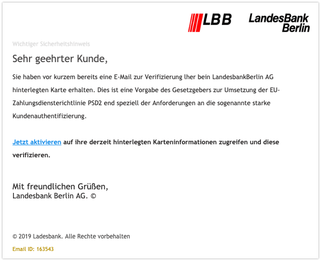 2019-11-05 LBB Fake-Mail Wichtiger Sicherheitshinweis