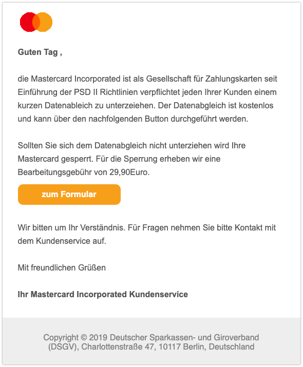 Phsihing Mails Von Mastercard Schutzen Sie Ihre Mastercard