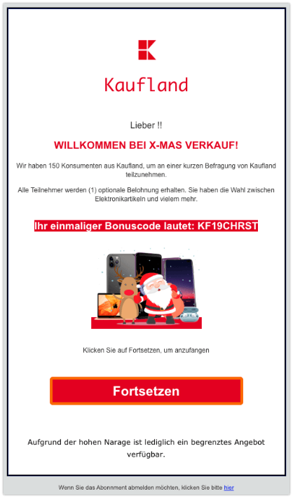 2019-12-16 Kaufland Fake-Mail Abofalle E-MAS Verkauf