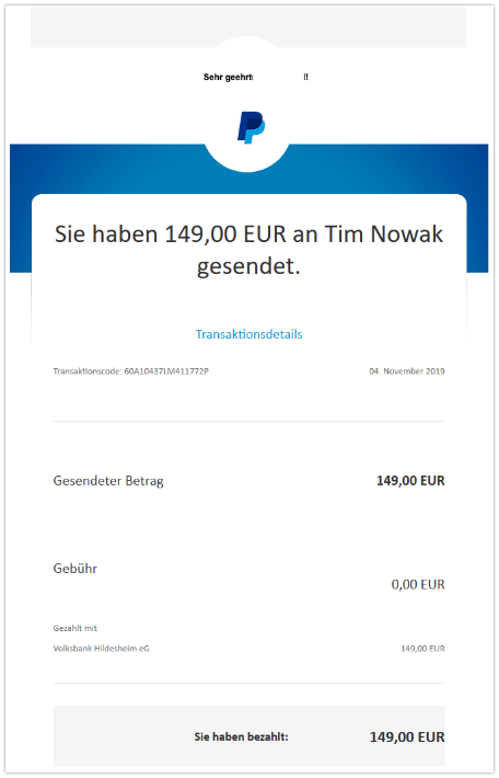 2019-11-04 PayPal Zahlungsbestaetigung Ihre Zahlung war erfolgreich