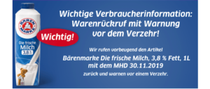 2019-11-10 Rückruf Bärenmarke Milch