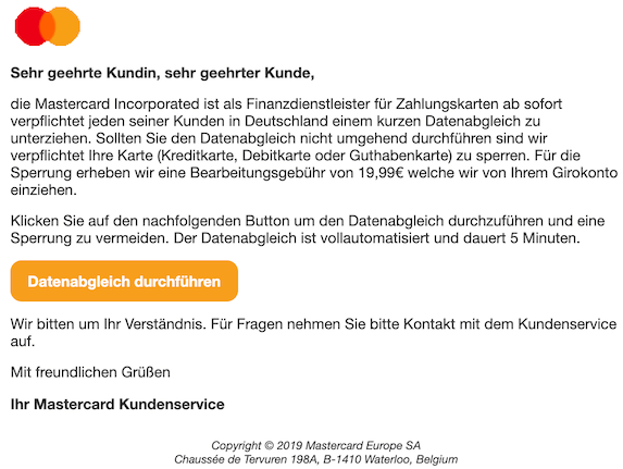 Phsihing Mails Von Mastercard Schutzen Sie Ihre Mastercard