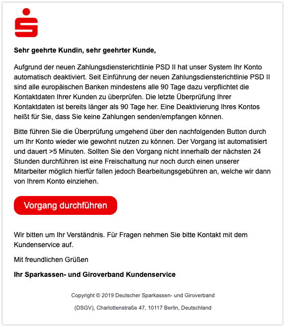 Sparkasse Spam E Mail Neue Updates Ist Phishing