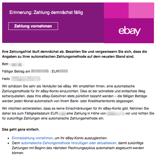 2019-12-25 ebay E-Mail Ihre Zahlung ist bald faellig