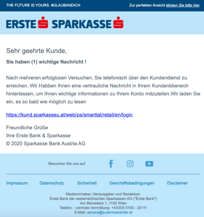2020-02-05 Erste Sparkasse Spam-Mail