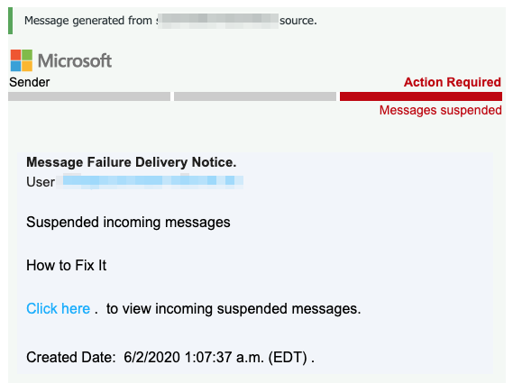 2020-06-02 Microsoft Spam-Mail Incoming Suspended Messages