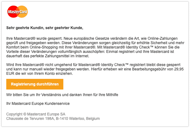Phsihing Mails Von Mastercard Schutzen Sie Ihre Mastercard