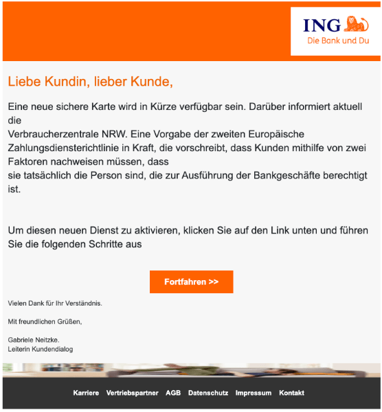 2020-01-28 ING Bank Spam Mail Die iTAN-Liste steht vor dem Aus