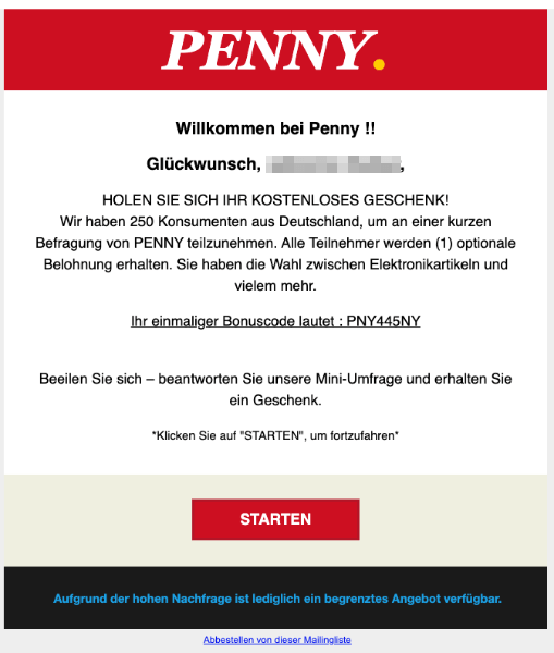 2020-01-30 PENNY E-Mail Sie haben Ihre Preise freigeschaltet