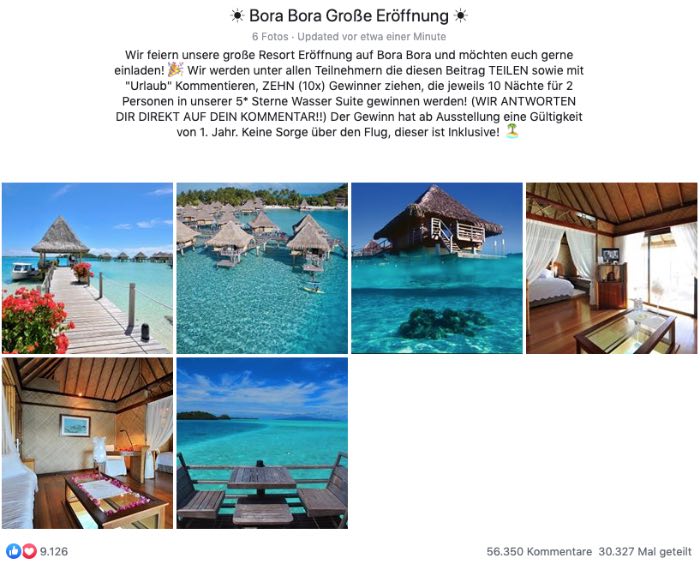 2020-02-09 TUI - Bora Bora Fake-Gewinnspiel Facebook