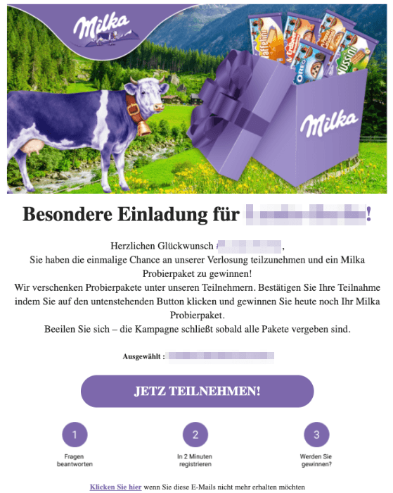 2020-02-10 Milka Testpaket Spam Mail