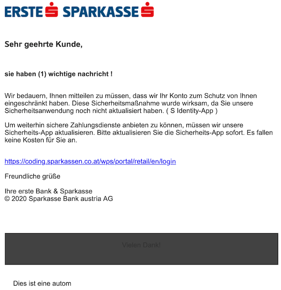 2020-02-12 Erste Sparkasse Phishing