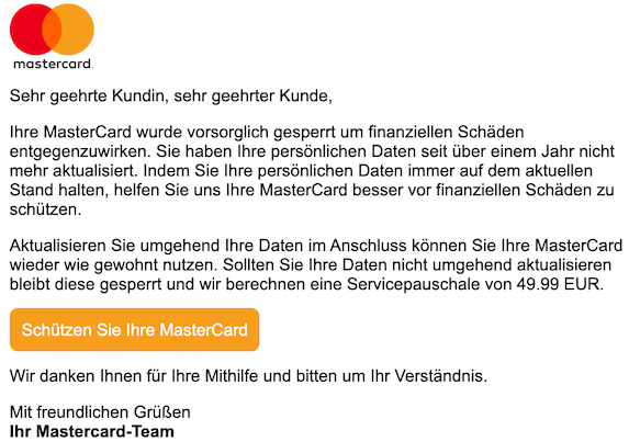 Phsihing Mails Von Mastercard Schutzen Sie Ihre Mastercard