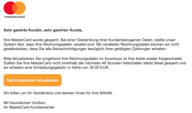 2020-03-10 Mastercard Spam-Mail Fake Ihre Karte wurde gesperrt