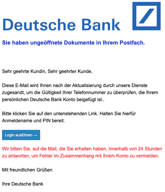 2020-04-20 Deutsche Bank Spam Fake-Mail Letzte Erinnerung