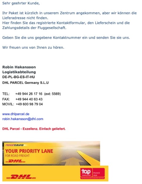 2020-05-13 DHL Spam Virus Fake Lieferschein