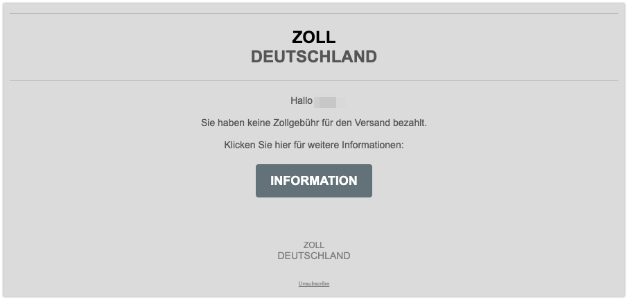 Mail Zollgebuehren Fake 1