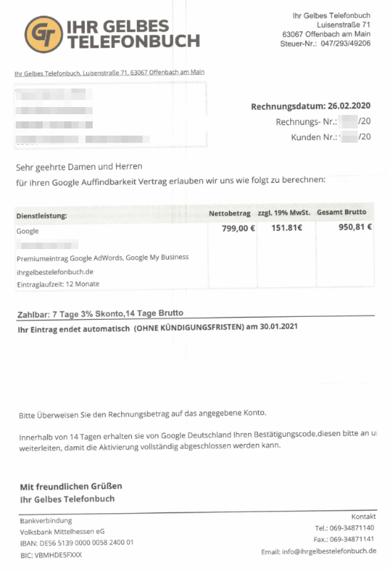 2020-03-02 Rechnung Ihr Gelbes Telefonbuch Fake