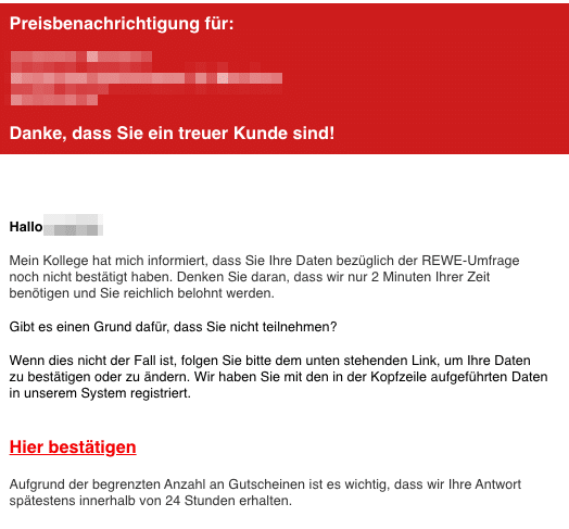 2020-03-21 Rewe Spam Fake-Mail Preisbenachrichtigung