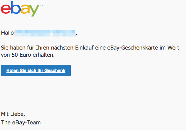 2020-03-28 ebay Spam Fake-Mail Sie haben 50 Euro erhalten