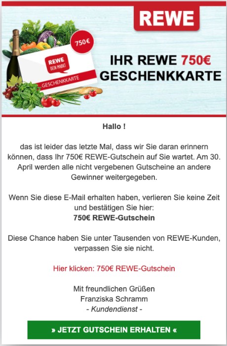 2020-04-02 Rewe Spam Fake-Mail 750 Euro Geschenkkarte