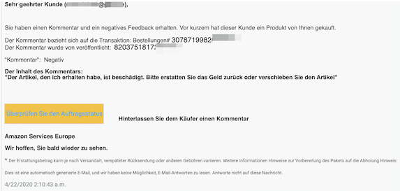 2020-04-22 Phishing Amazon Seller