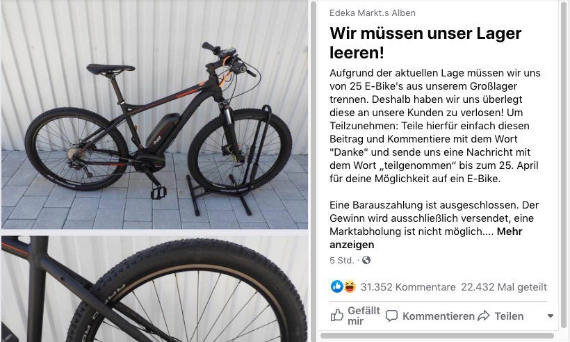 2020-04-18 Facebook Fake-Gewinnspiel Edeka