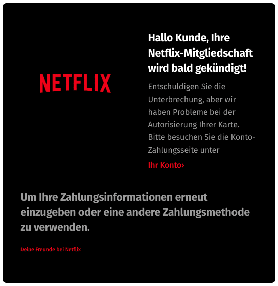 2020-04-18 Netflix Spam-Mail Mitgliedschaft gekündigt