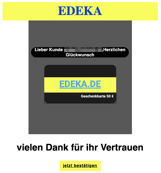 2020-04-25 Edeka Spam-Mail Abofalle Geschenke exklusiv für EDEKA-Kunden