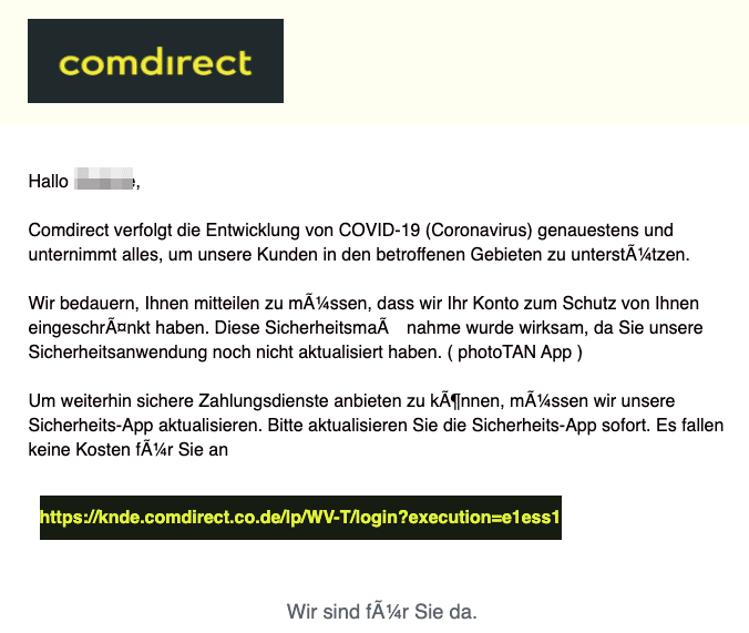 2020-05-14 Comdirect Spam Fake-Mail postbox Sie haben neue Comdirect news