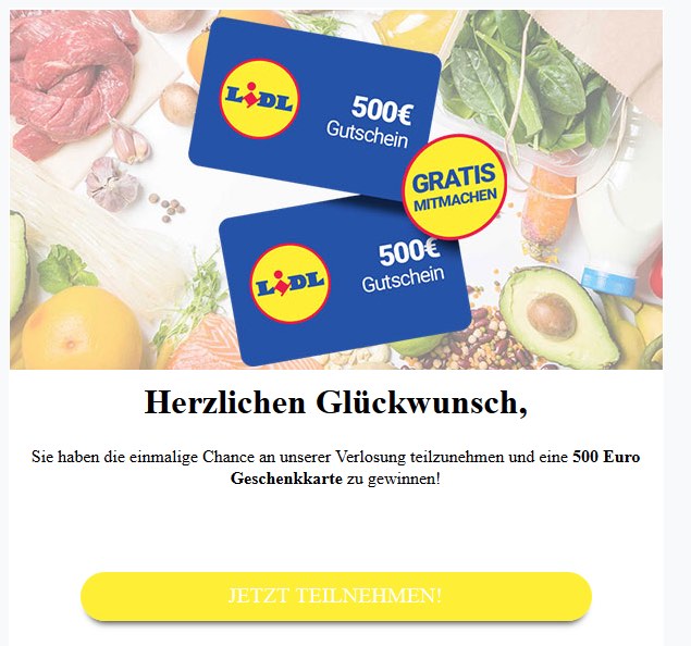 2020-05-18 Lidl Spam Fake-Mail Wir haben eine Ueberraschung für Lidl Shopper