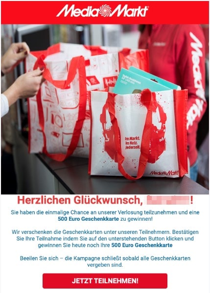 2020-06-24 Mediamarkt Spam Fake-Mail Sehr geehrter mediamarkt -Kunde